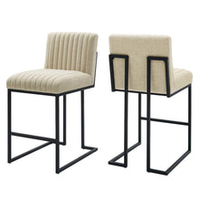 Indulge Channel Tufted Fabric Counter Stools Set of 2