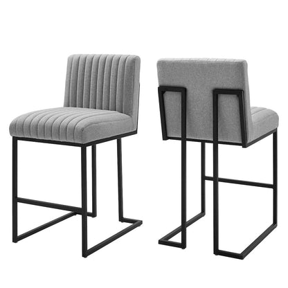 Indulge Channel Tufted Fabric Counter Stools Set of 2