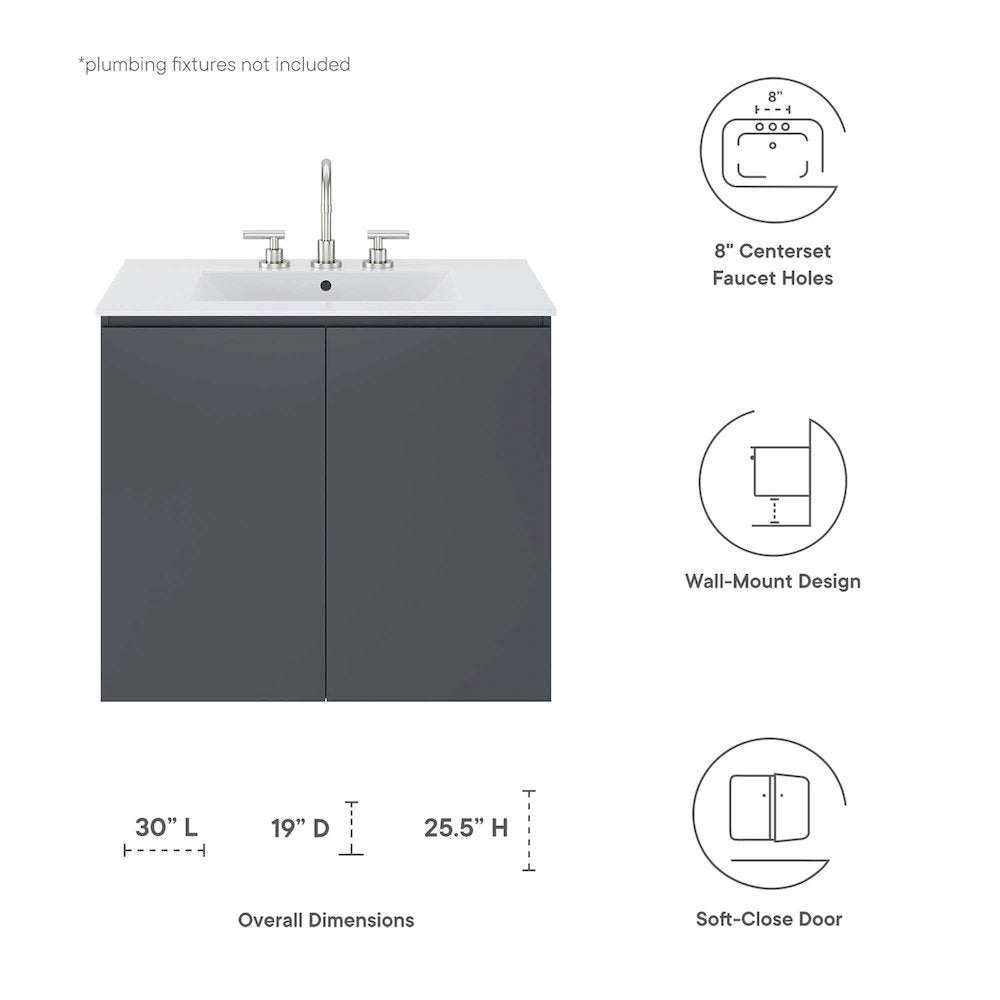 Bryn 30" Wall-Mount Bathroom Vanity