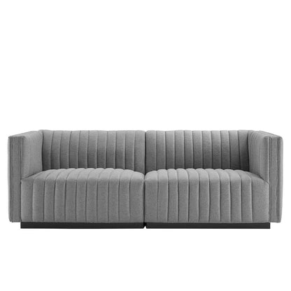 Conjure Channel Tufted Upholstered Fabric Loveseat