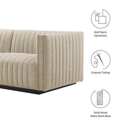 Conjure 4-Piece Channel Tufted Upholstered Fabric Sectional Sofa
