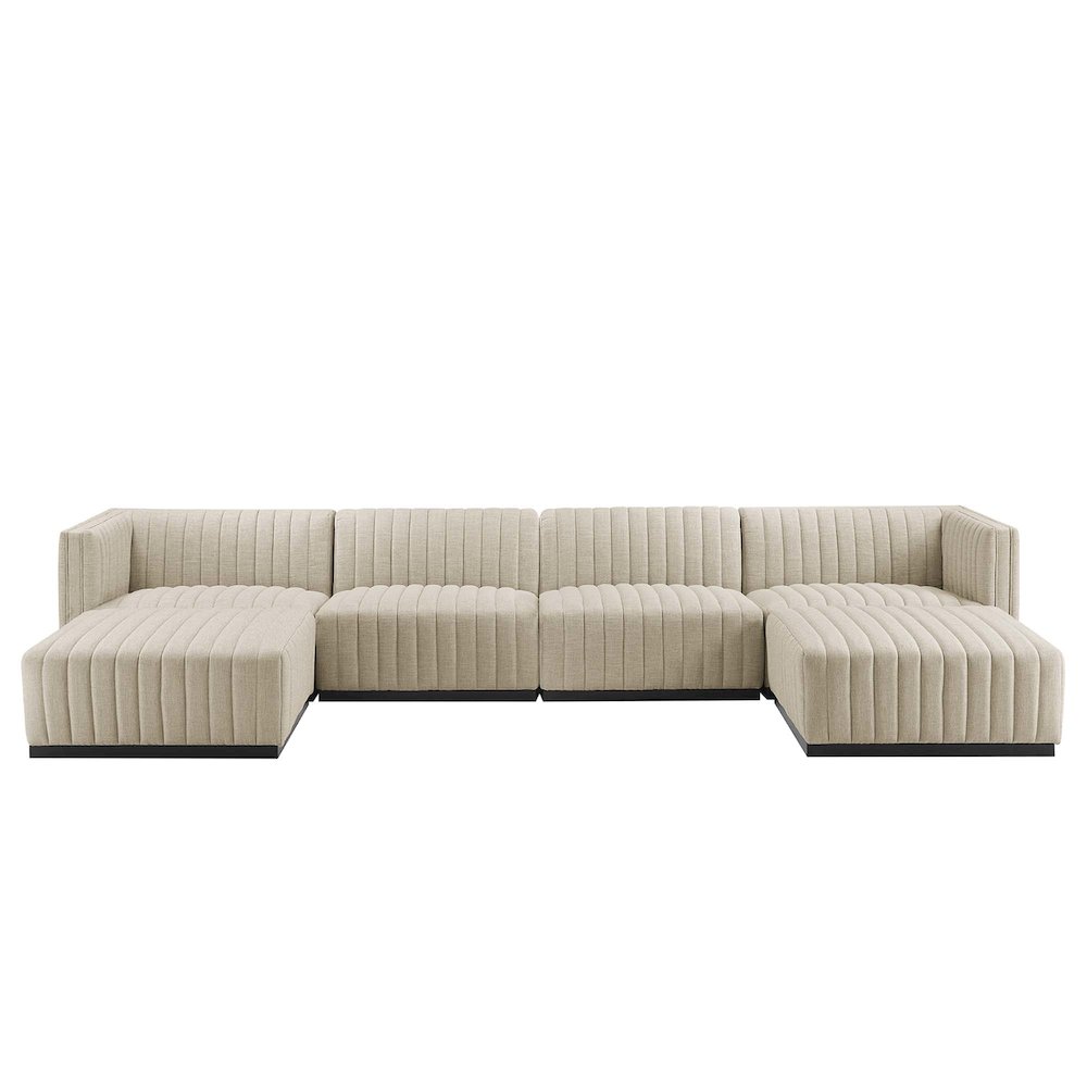 Conjure 6-Piece Channel Tufted Upholstered Fabric Sectional Sofa