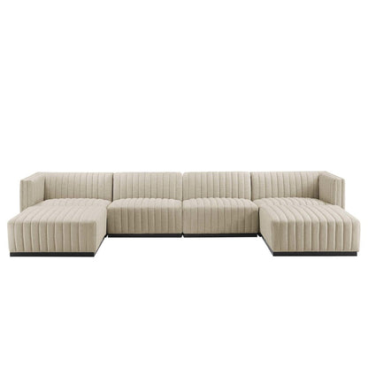 Conjure 6-Piece Channel Tufted Upholstered Fabric Sectional Sofa