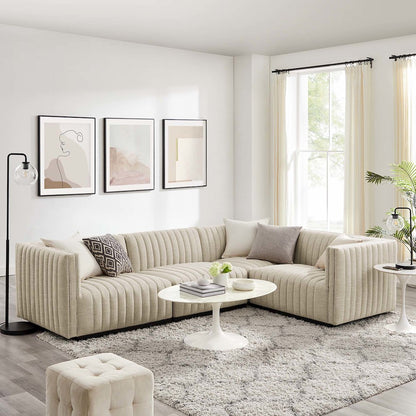 Conjure 4-Piece Channel Tufted Upholstered Fabric L-Shaped Sectional