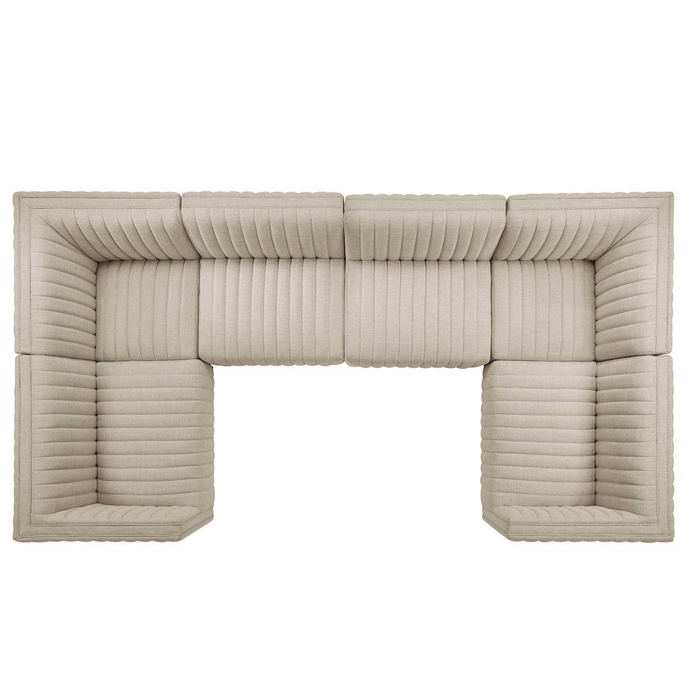 Conjure 6-Piece Channel Tufted Upholstered Fabric U-Shaped Sectional