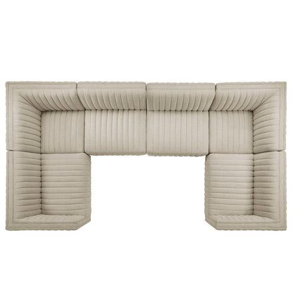 Conjure 6-Piece Channel Tufted Upholstered Fabric U-Shaped Sectional