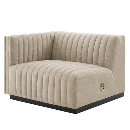 Conjure Channel Tufted Upholstered Fabric 5-Piece Sectional