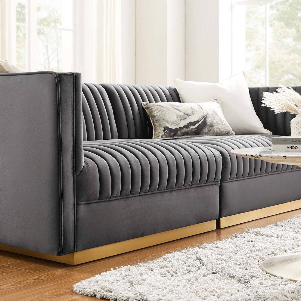 Sanguine Channel Tufted Performance Velvet Modular Sectional Sofa Loveseat