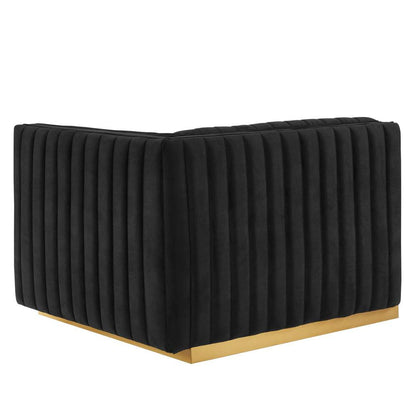 Conjure Channel Tufted Performance Velvet 4-Piece Sofa