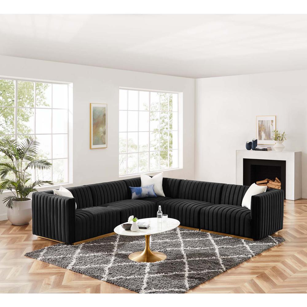 Conjure Channel Tufted Performance Velvet 5-Piece Sectional