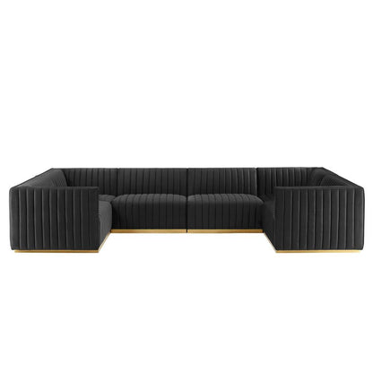 Conjure Channel Tufted Performance Velvet 6-Piece U-Shaped Sectional