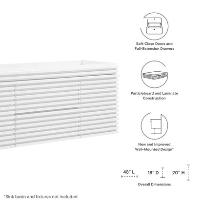 Render 48" Single Sink Compatible (Not Included) Bathroom Vanity Cabinet