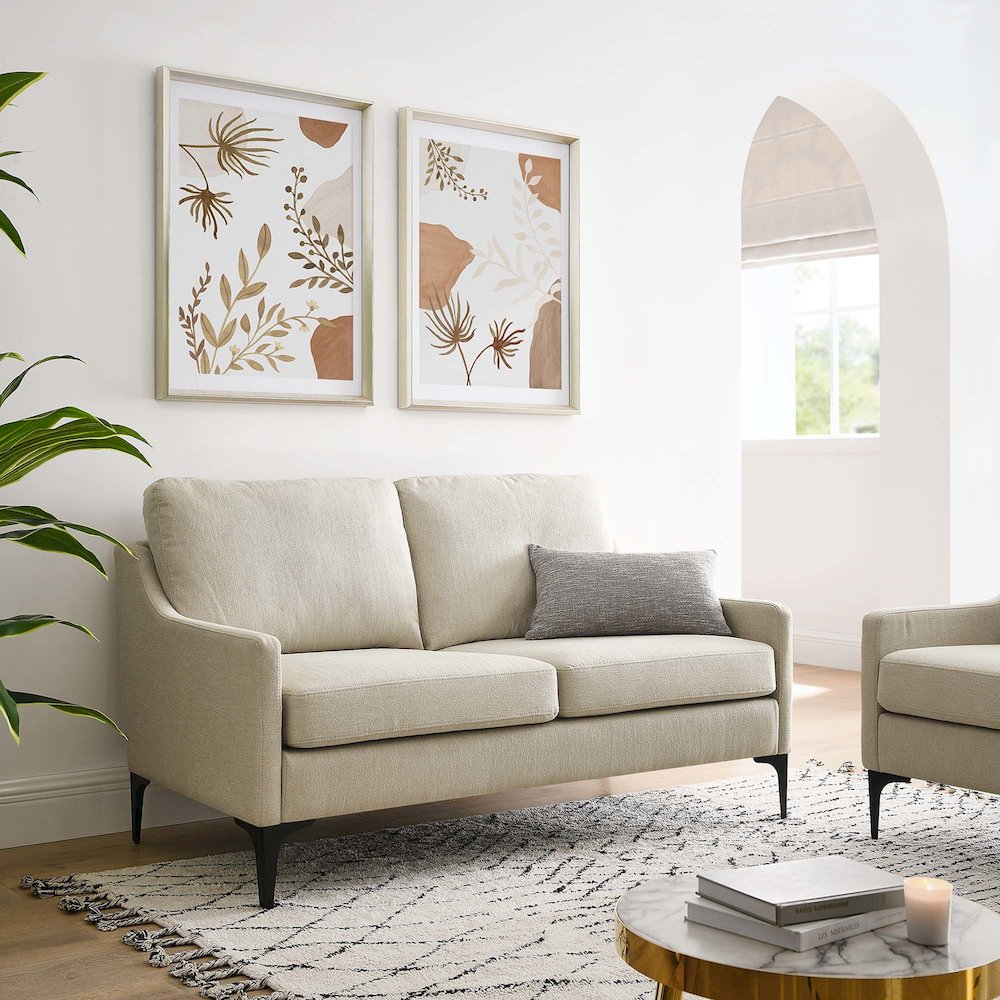 Corland Upholstered Fabric Loveseat
