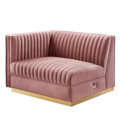 Tufted Performance Velvet Modular Sectional Sofa Left-Arm Chair
