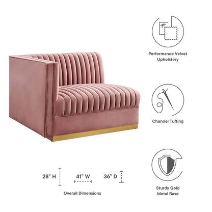 Tufted Performance Velvet Modular Sectional Sofa Left-Arm Chair