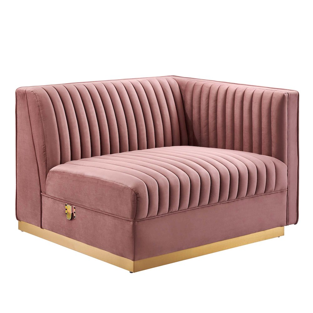 Channel Tufted Performance Velvet Modular Sectional Sofa Right-Arm Chair
