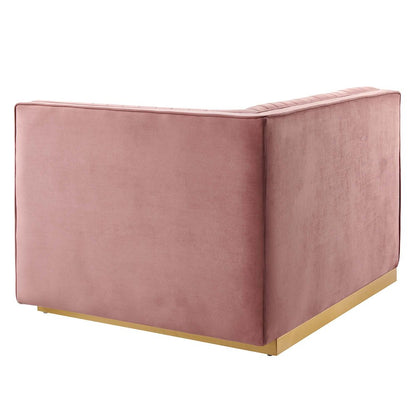 Channel Tufted Performance Velvet Modular Sectional Sofa Right-Arm Chair