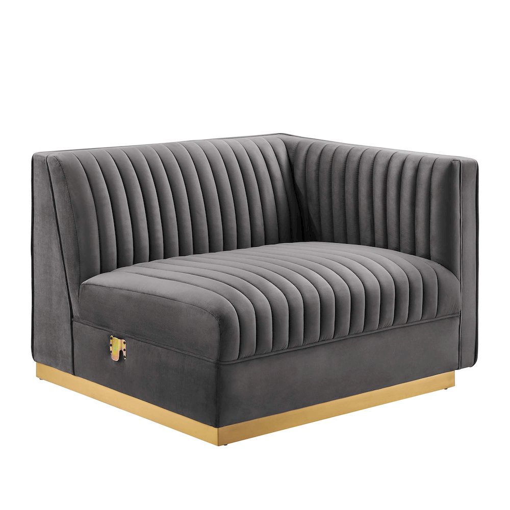 Channel Tufted Performance Velvet Modular Sectional Sofa Right-Arm Chair