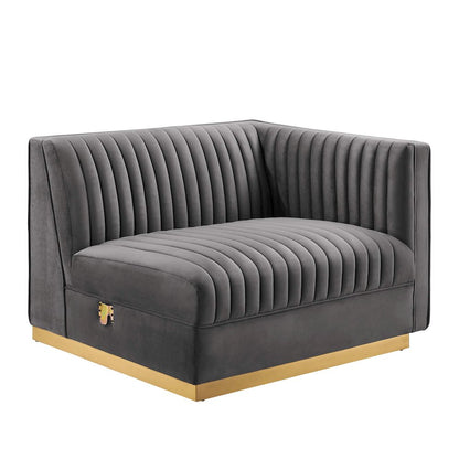 Channel Tufted Performance Velvet Modular Sectional Sofa Right-Arm Chair