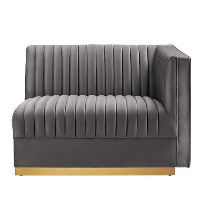 Channel Tufted Performance Velvet Modular Sectional Sofa Right-Arm Chair
