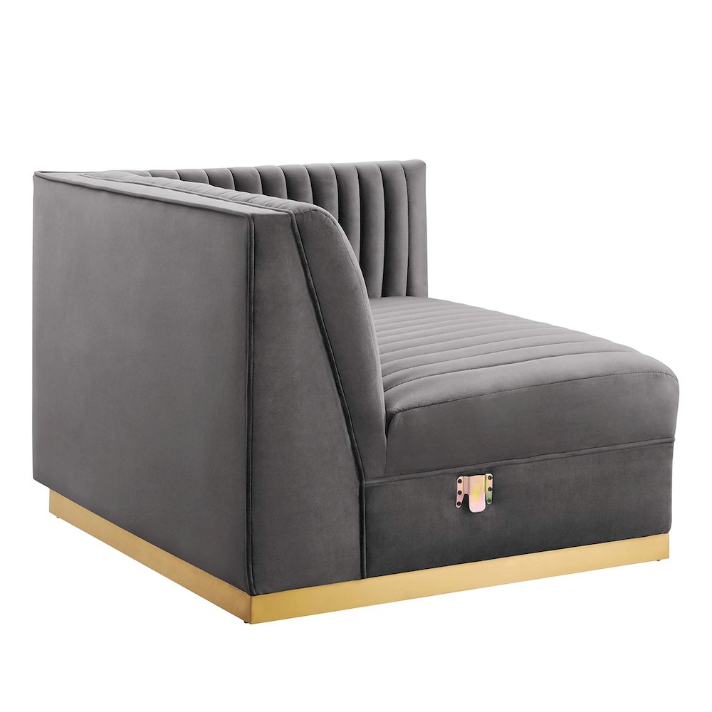 Channel Tufted Performance Velvet Modular Sectional Sofa Right-Arm Chair