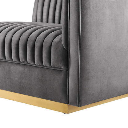 Channel Tufted Performance Velvet Modular Sectional Sofa Right-Arm Chair