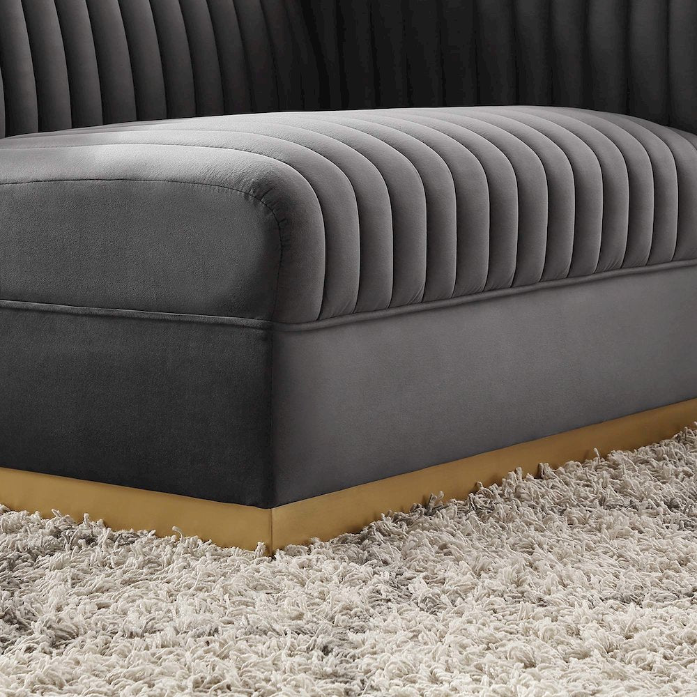 Channel Tufted Performance Velvet Modular Sectional Sofa Right-Arm Chair