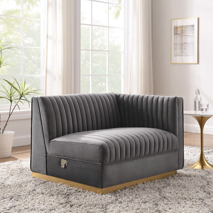 Channel Tufted Performance Velvet Modular Sectional Sofa Right-Arm Chair