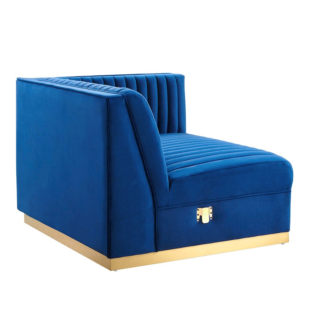 Channel Tufted Performance Velvet Modular Sectional Sofa Right-Arm Chair