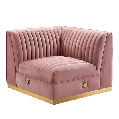 Channel Tufted Performance Velvet Modular Sectional Sofa Left Corner Chair
