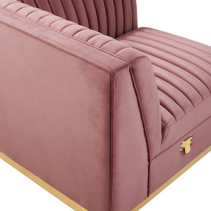 Channel Tufted Performance Velvet Modular Sectional Sofa Left Corner Chair
