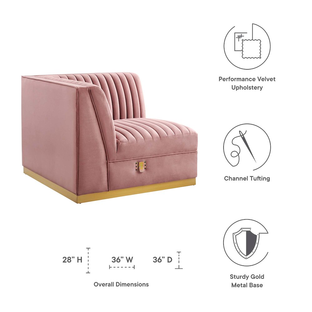 Channel Tufted Performance Velvet Modular Sectional Sofa Left Corner Chair