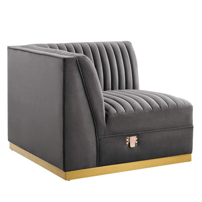 Channel Tufted Performance Velvet Modular Sectional Sofa Left Corner Chair