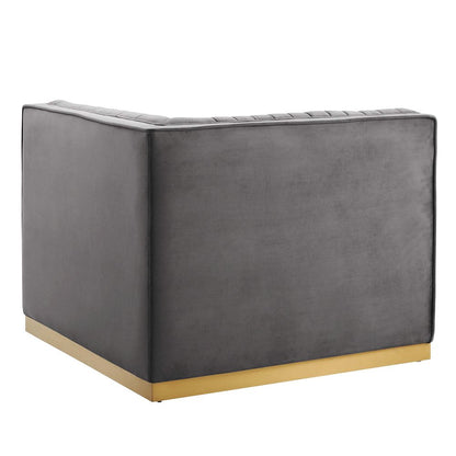Channel Tufted Performance Velvet Modular Sectional Sofa Left Corner Chair