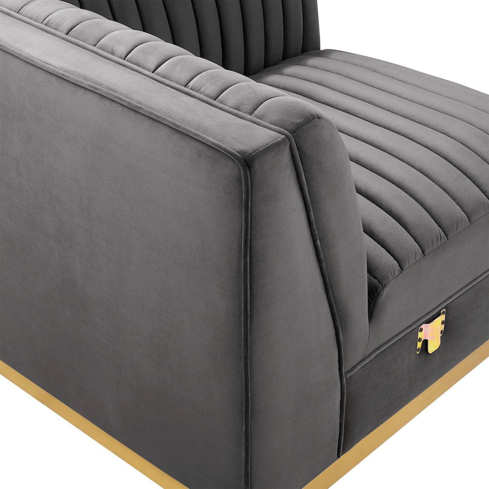 Channel Tufted Performance Velvet Modular Sectional Sofa Left Corner Chair
