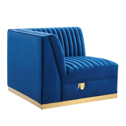 Channel Tufted Performance Velvet Modular Sectional Sofa Left Corner Chair