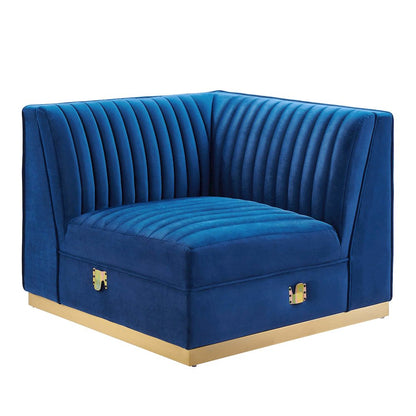 Channel Tufted Performance Velvet Modular Sectional Sofa Left Corner Chair