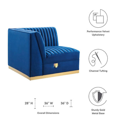 Channel Tufted Performance Velvet Modular Sectional Sofa Left Corner Chair