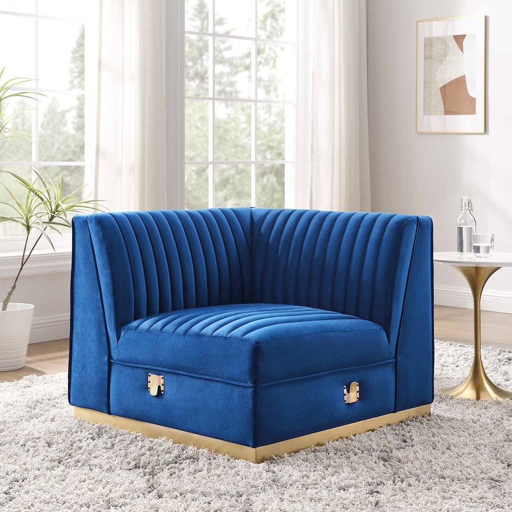 Channel Tufted Performance Velvet Modular Sectional Sofa Left Corner Chair