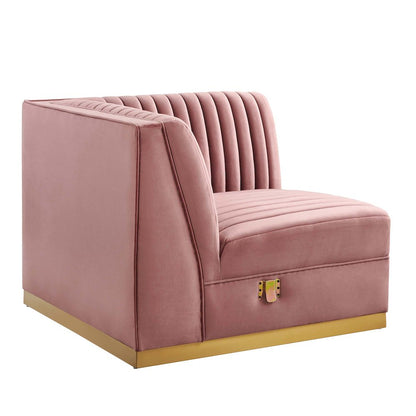 Channel Tufted Performance Velvet Modular Sectional Sofa Right Corner Chair