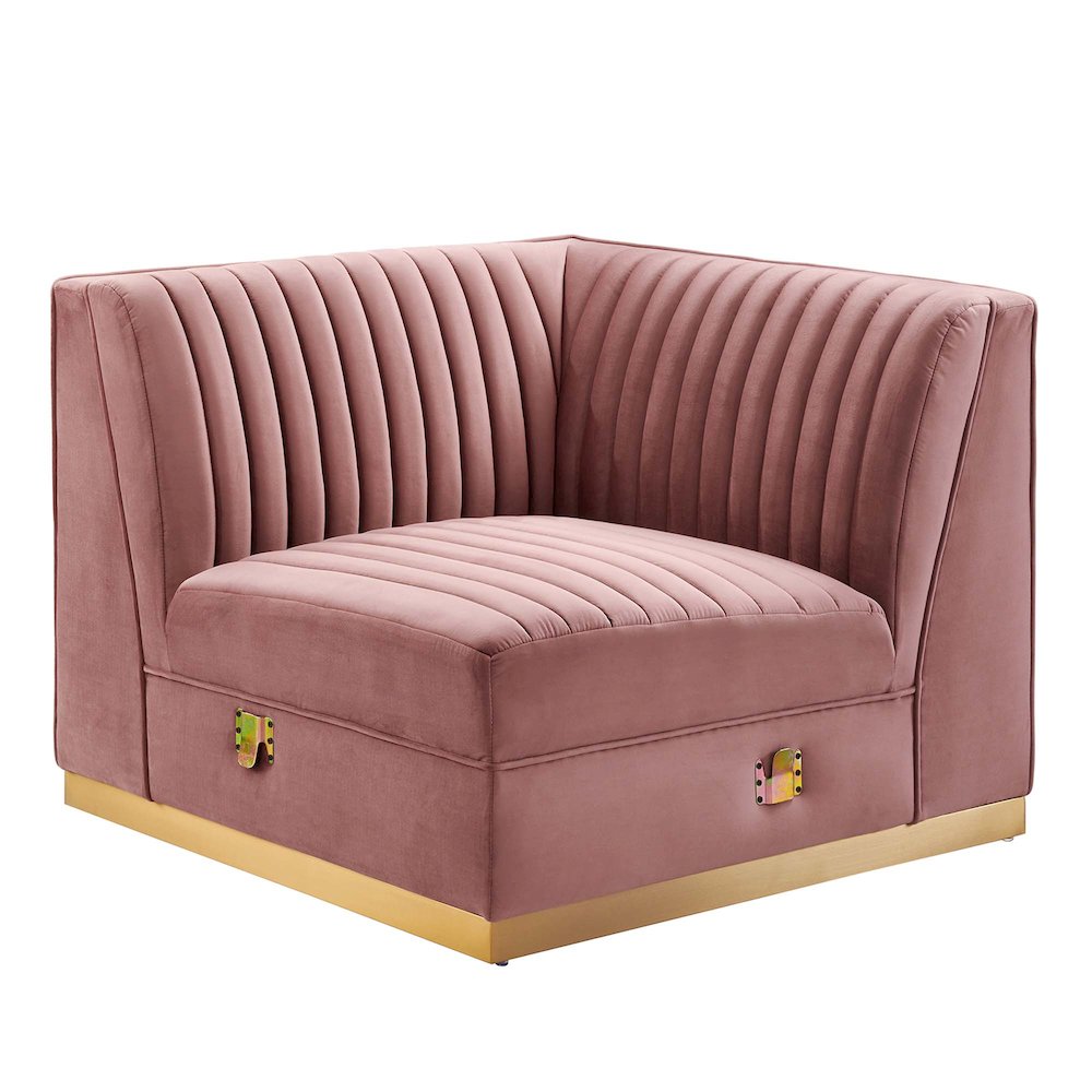 Channel Tufted Performance Velvet Modular Sectional Sofa Right Corner Chair