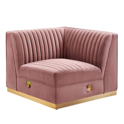 Channel Tufted Performance Velvet Modular Sectional Sofa Right Corner Chair