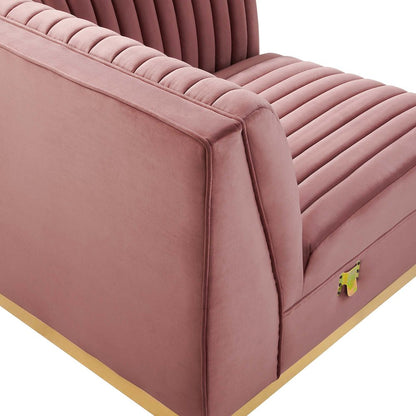Channel Tufted Performance Velvet Modular Sectional Sofa Right Corner Chair