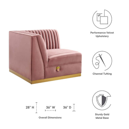 Channel Tufted Performance Velvet Modular Sectional Sofa Right Corner Chair