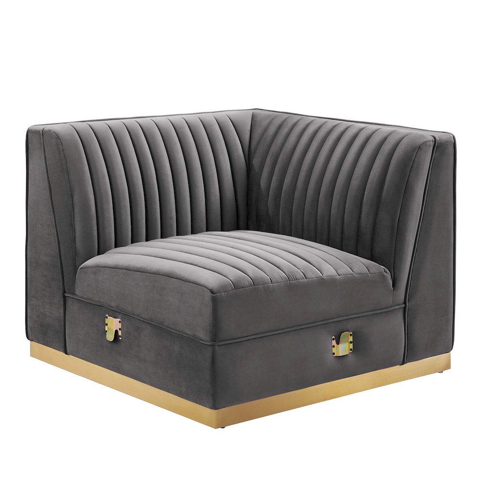 Channel Tufted Performance Velvet Modular Sectional Sofa Right Corner Chair