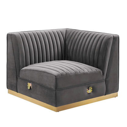Channel Tufted Performance Velvet Modular Sectional Sofa Right Corner Chair