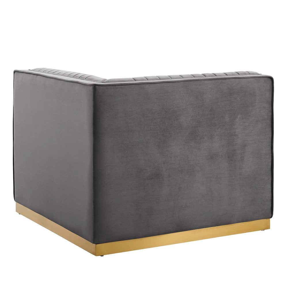 Channel Tufted Performance Velvet Modular Sectional Sofa Right Corner Chair