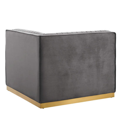Channel Tufted Performance Velvet Modular Sectional Sofa Right Corner Chair