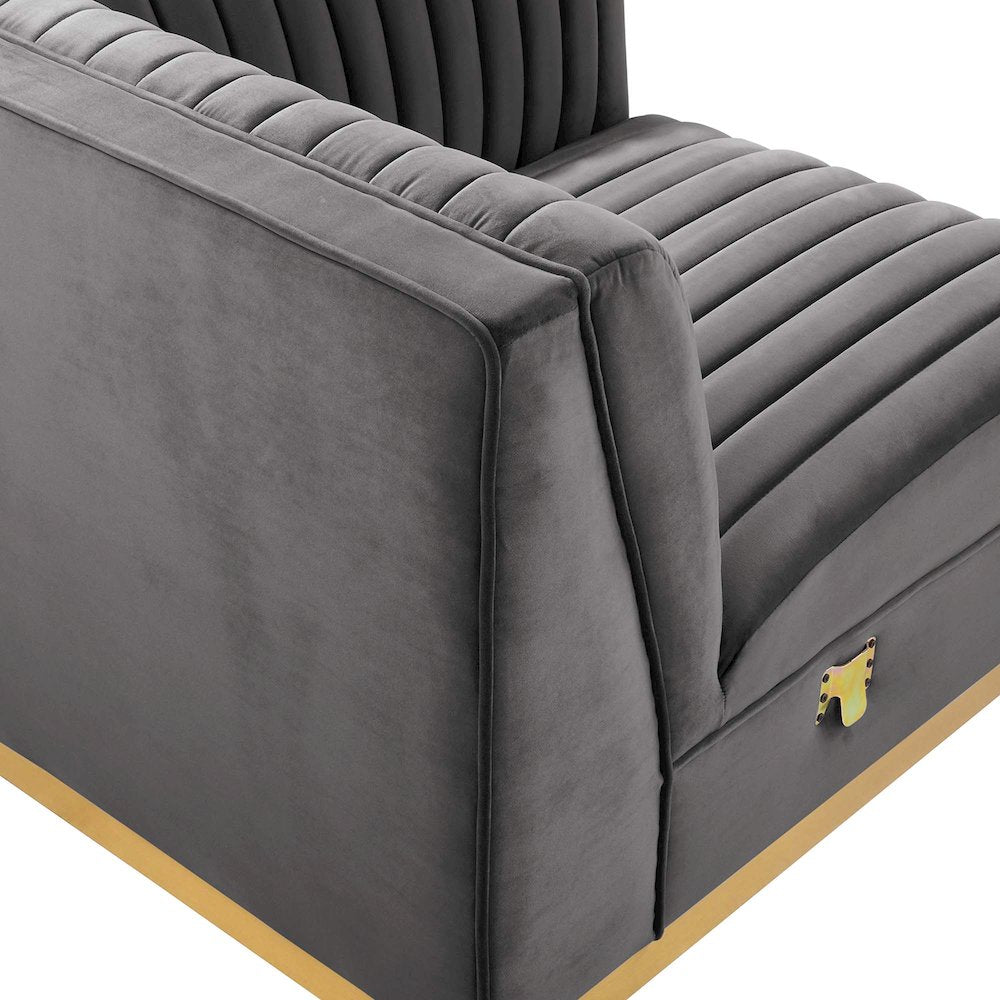 Channel Tufted Performance Velvet Modular Sectional Sofa Right Corner Chair