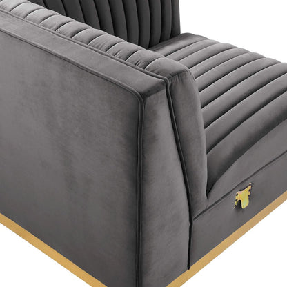 Channel Tufted Performance Velvet Modular Sectional Sofa Right Corner Chair